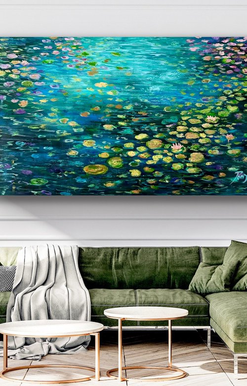 Blue Waterlily Pond - XXL by Pooja Verma