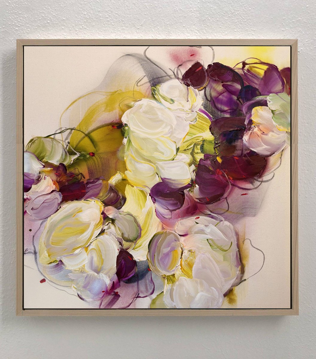 Abstract Acrylic Painting By Anna Maiko, 39 X 39, Velvet Glow, Original Artwork