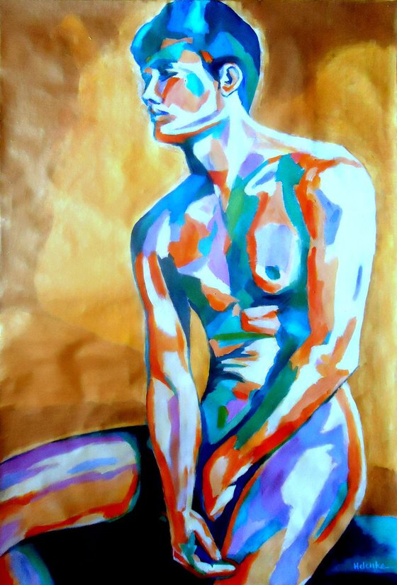 "Pensive male figure"