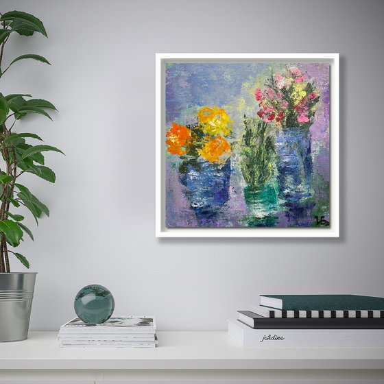 Still life with two bouquets and Sansevieria
