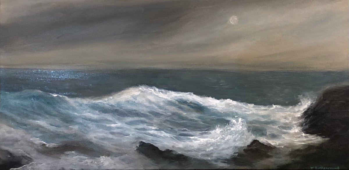 Impressionistic Landscape Acrylic Painting By Tamara Bettencourt, 20 X 10", Morning Light, Original Artwork