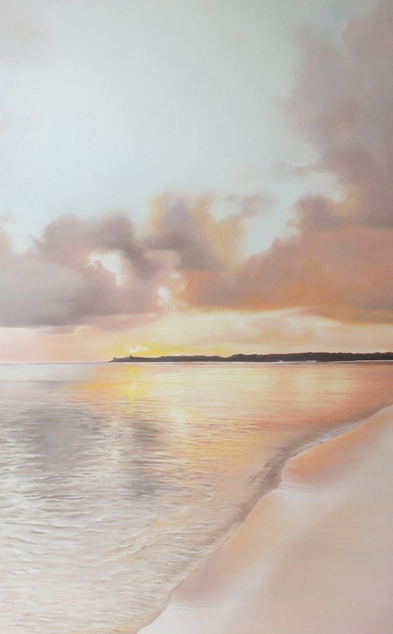 "Pink Dream" Pink beige seascape art