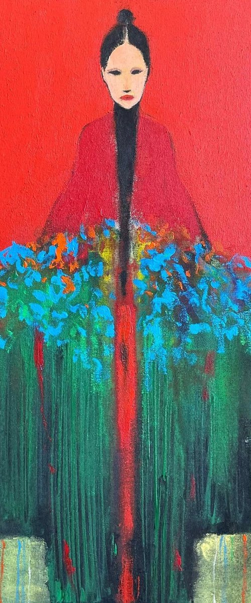 The Girl with Bouquet by Gela MIKAVA