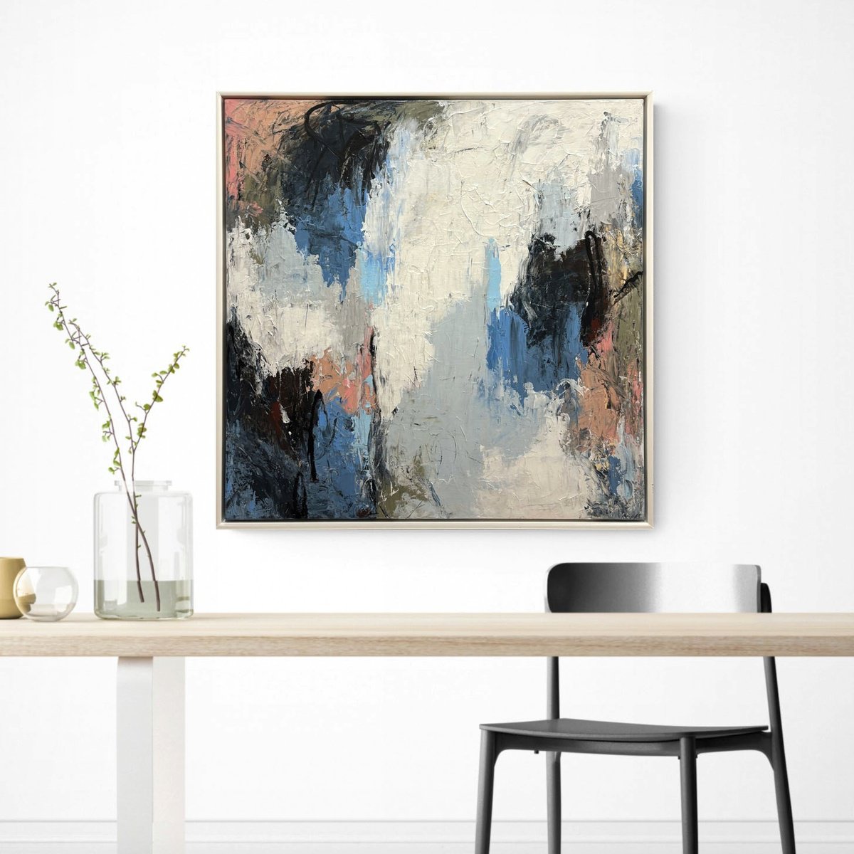 Organic Abstract Acrylic Painting By Melanie Crawford, 31 X 31", Evara (Framed), Original Artwork