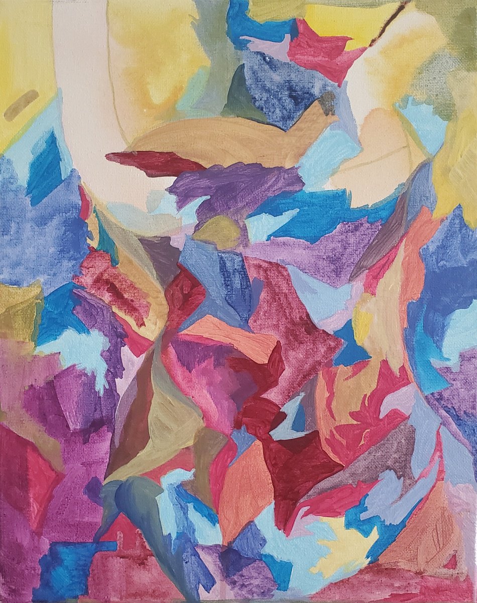 Organic Abstract Acrylic Painting By Rebecca Hodel, 11 X 14", Dancing On Clouds, Original Artwork