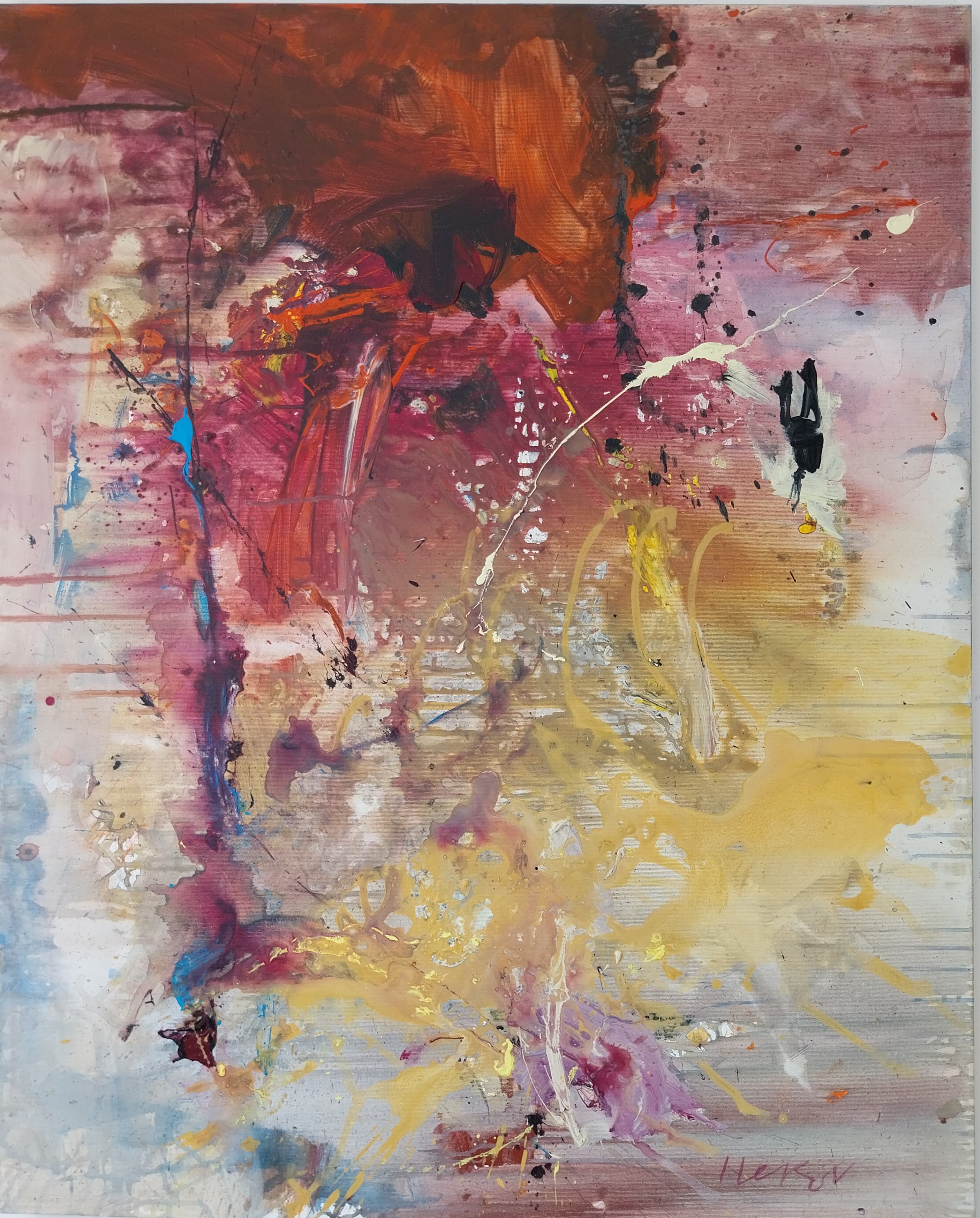 Abstract Acrylic Painting By Ivo Lekov, 31 X 39, No Name Viii, Original Artwork