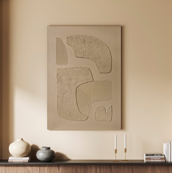 "Beige bay 2" Abstract high textured art