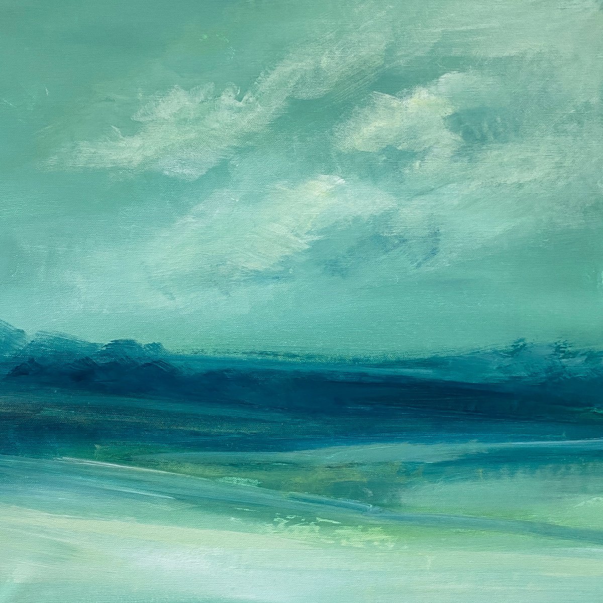 Impressionistic Landscape Acrylic Painting By Helen Mount, 16 X 16, Breathe Slowly/15, Original Artwork