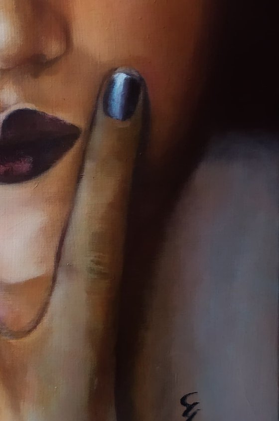 Fingers on lip