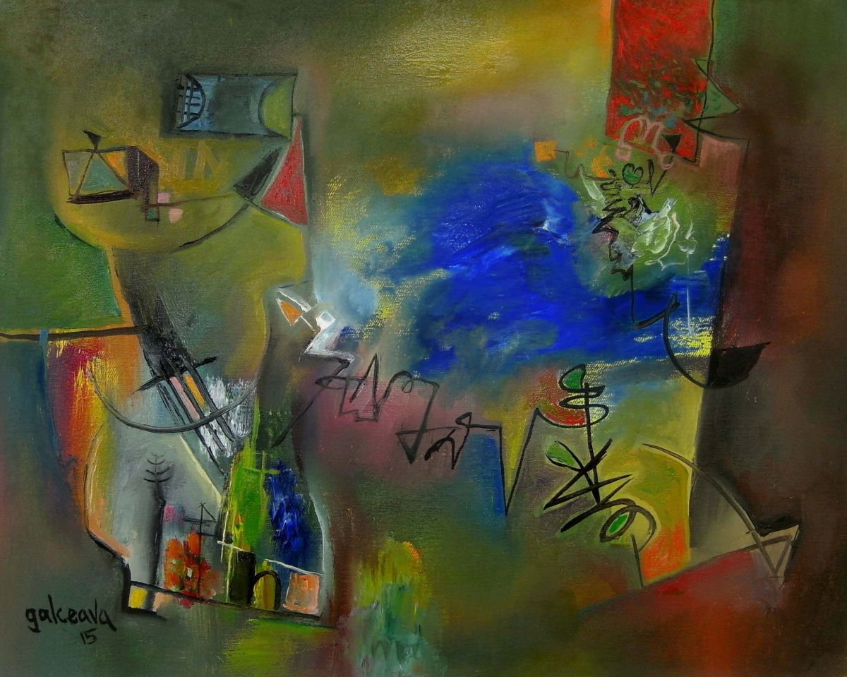 Abstract Oil Painting By Constantin Galceava, 20 X 16, Filtered Light, Original Artwork