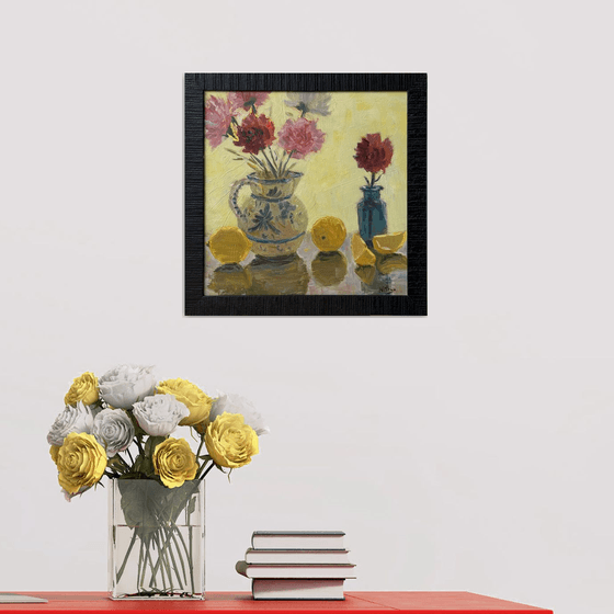 Backlit flowers and lemons