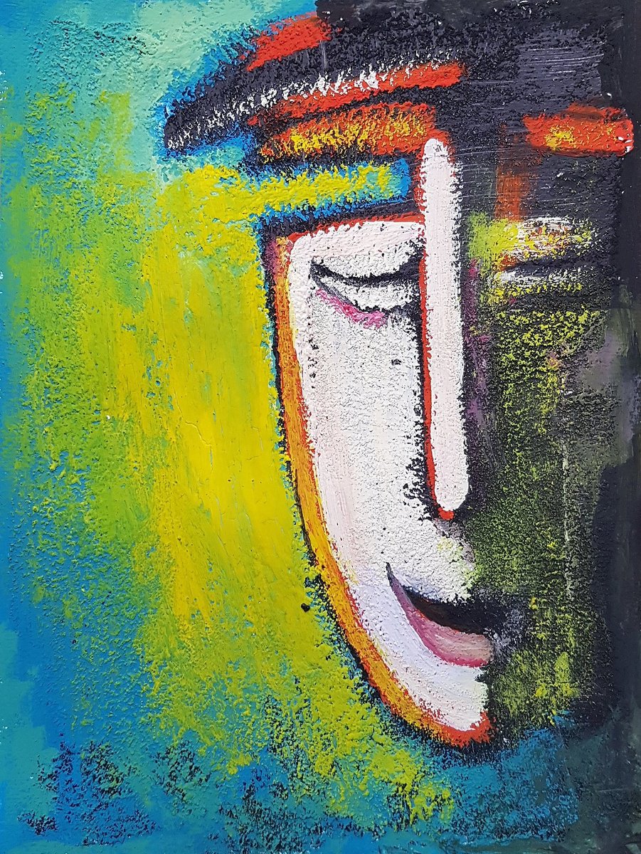 Surrealistic Portrait Painting By Zhana Viel, 7 X 9", Joye I, Original Artwork