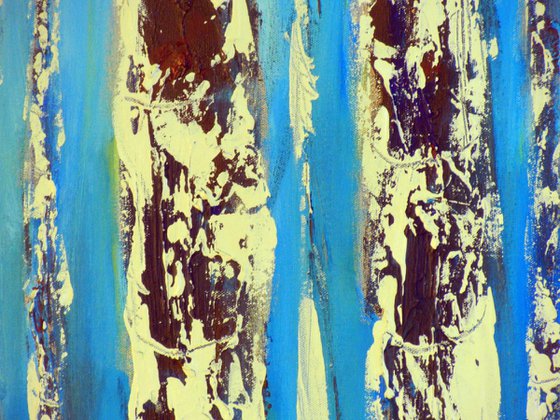 Birch Trees - Blue 48x24