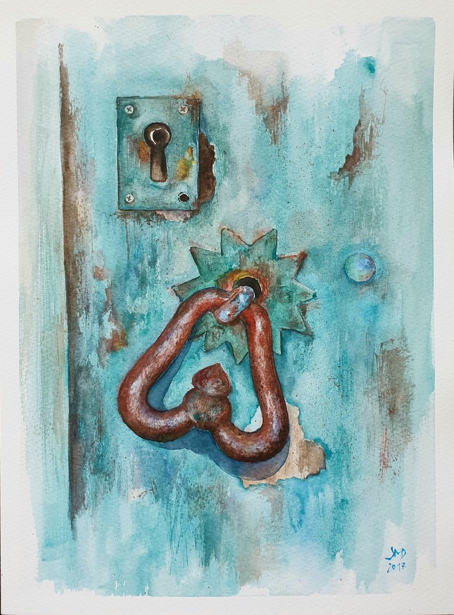 Expressive Cityscapes Drawing By Ksenia June, 9 X 12", Locked Heart, Original Artwork