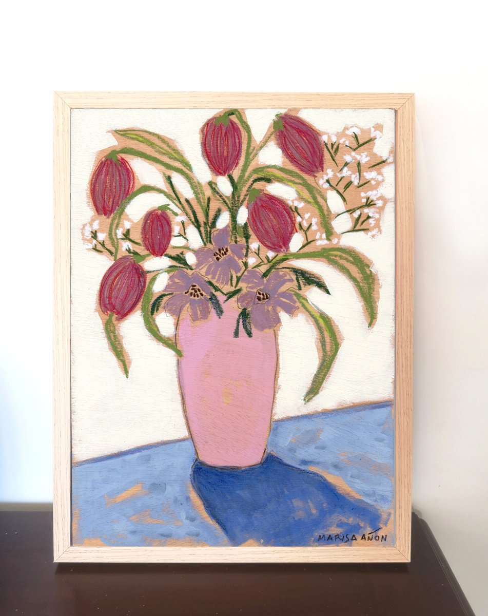 Impressionistic Botanical Painting By Marisa Anon, 12 X 16", Florals For March #1, Original Artwork