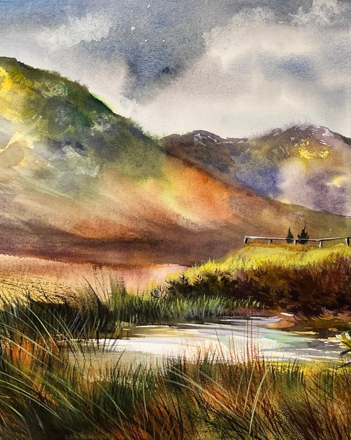 Watercolors hills of Scotland by Maria Kireev