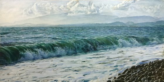The coast -- extra large seascape painting with impressionistic brush stroke from award-winning artist