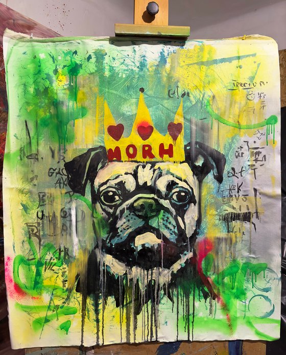 Noise of the Streets: Pug. 31.5 x 34.65in (80cm x 88cm)