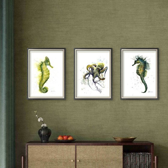 Ocean Creatures - Triptych