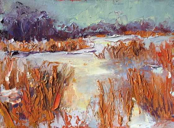 Midwinter  Landscape Oil Painting