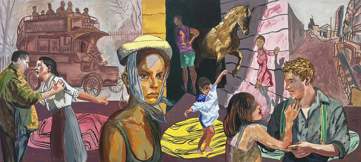 Impressionistic Transport Oil Painting By Frank Creber, 79 X 35, The First Motorised London Bus, Original Artwork