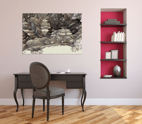 strange fossils and sedimentary rock (30x45)