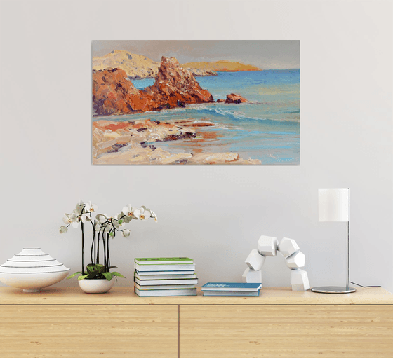 Red Rocks on Pacific Ocean