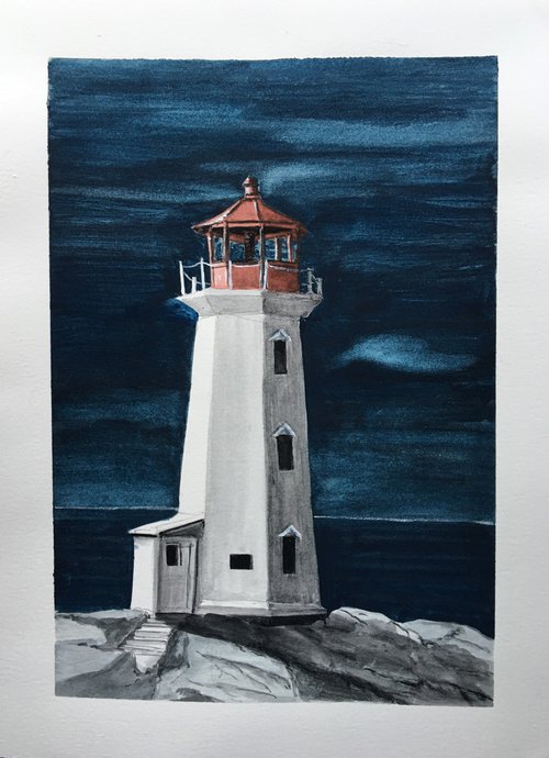 Lighthouse; Peggys Cove by Laurence Wheeler