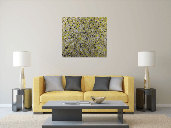 Extra large abstract artwork  (yellow black and white)