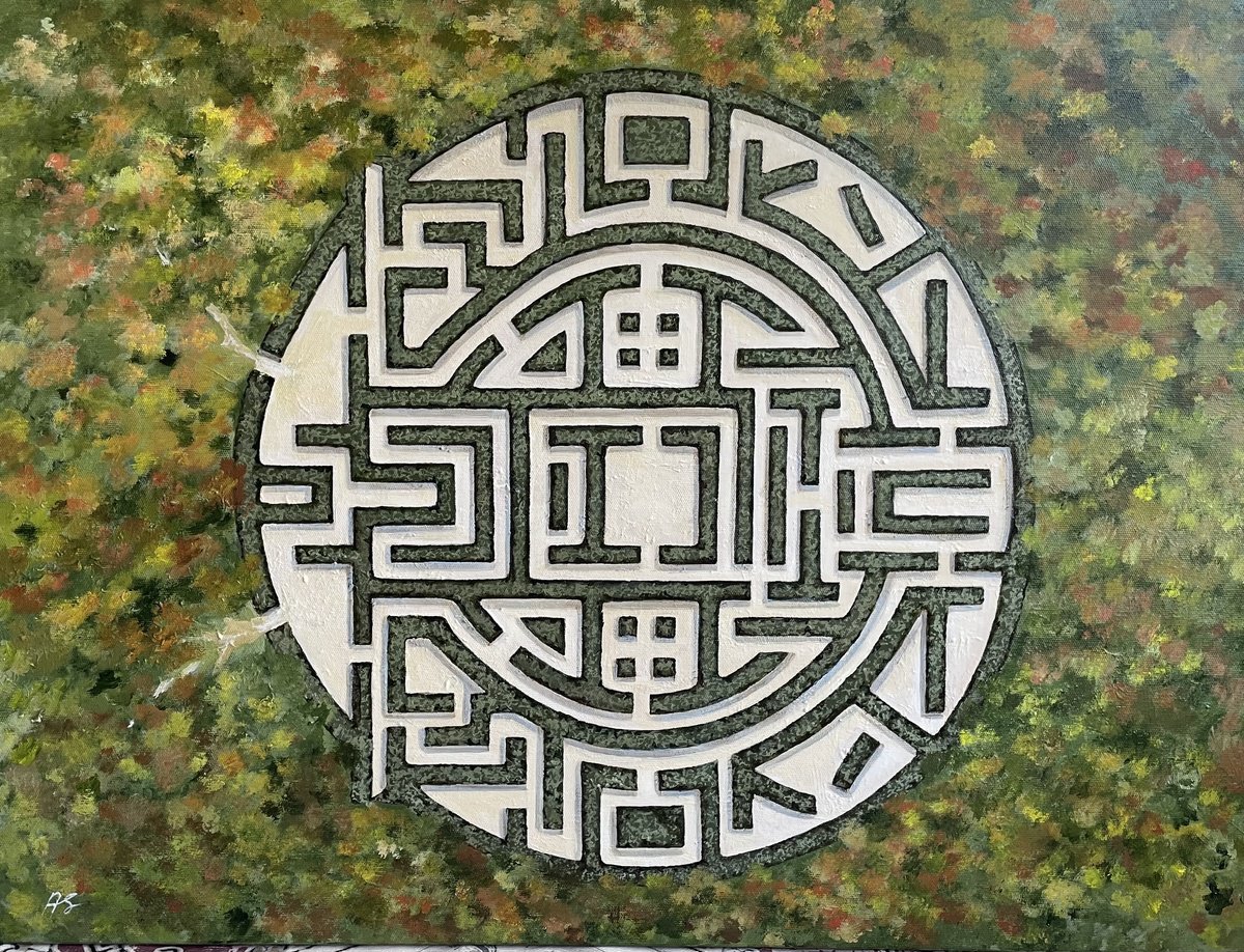 Walking in Spain Maze Madrid Acrylic painting by Anne Shaughnessy