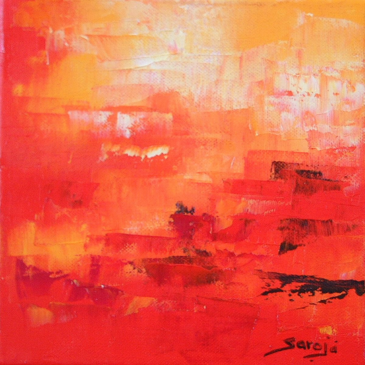Red Reflexions Ref1074-20Q By Saroja Van Der Stegen, 9 X 9, Artwork For Sale On Artfinder
