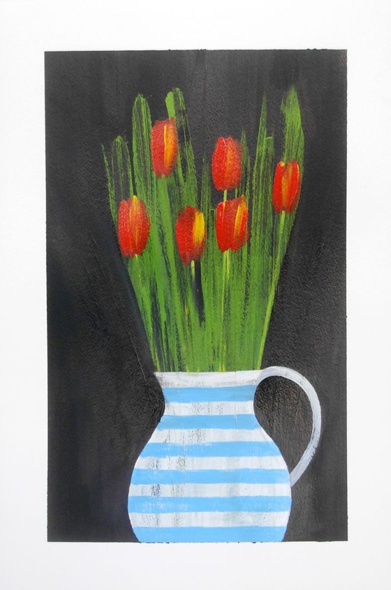 Six Red Tulips