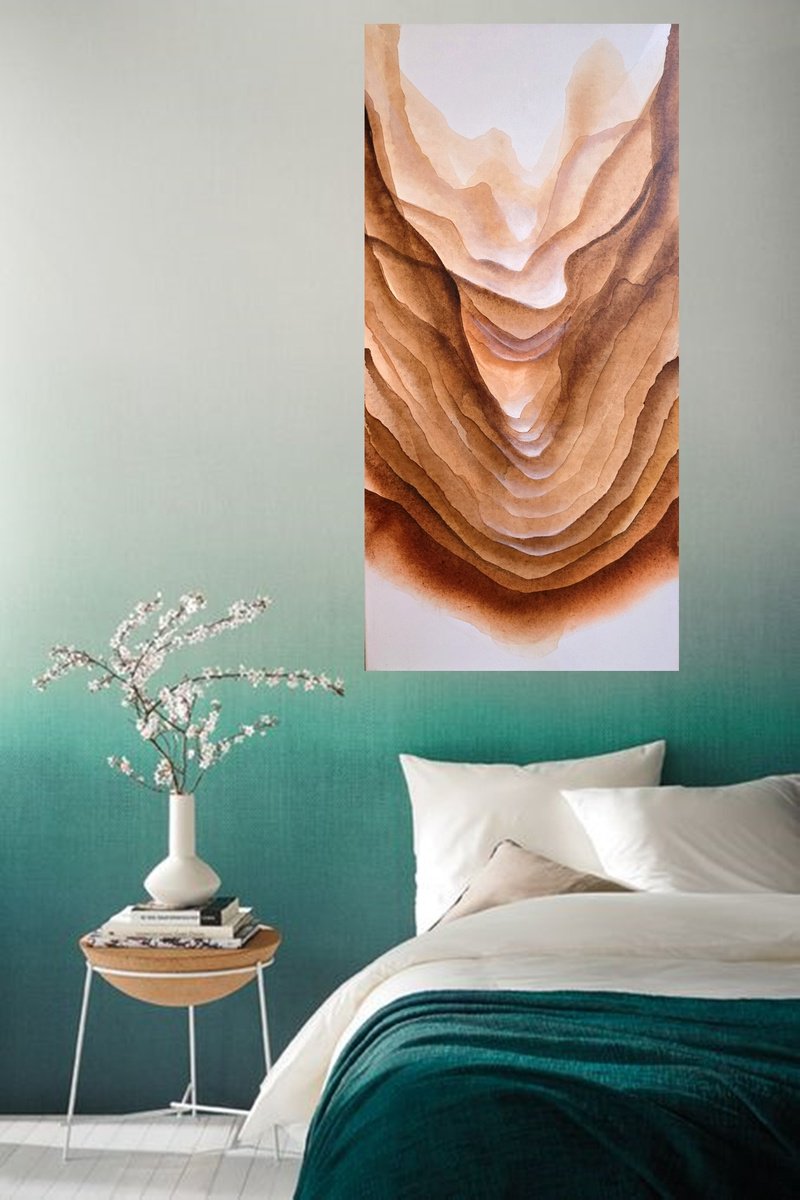 Impressionistic Abstract Acrylic Painting By Danijela Dan, 20 X 39, Tranquility Of Distance Vii, Original Artwork