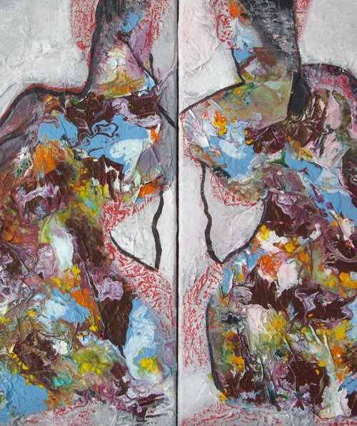 Women. Diptych 2x40x40 cm ready to hang by Sylvie Oliveri
