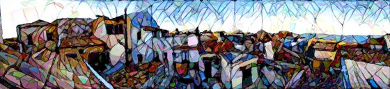 'Ortigia Sunset' - a Crushed glass painting