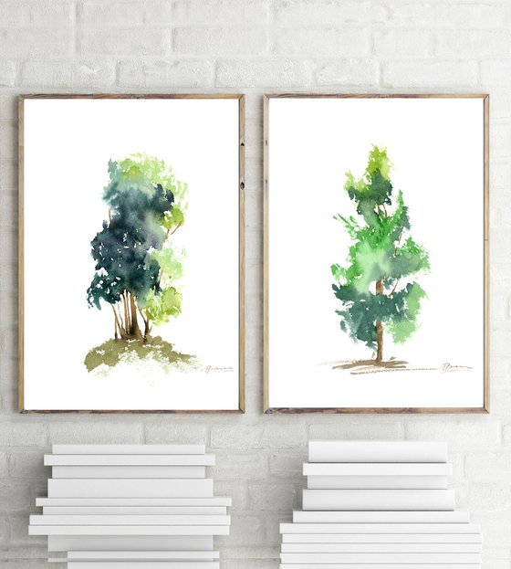 Set of 2 Tree Paintings