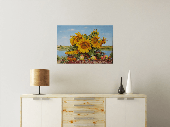 Sunflowers Painting Fruits Art