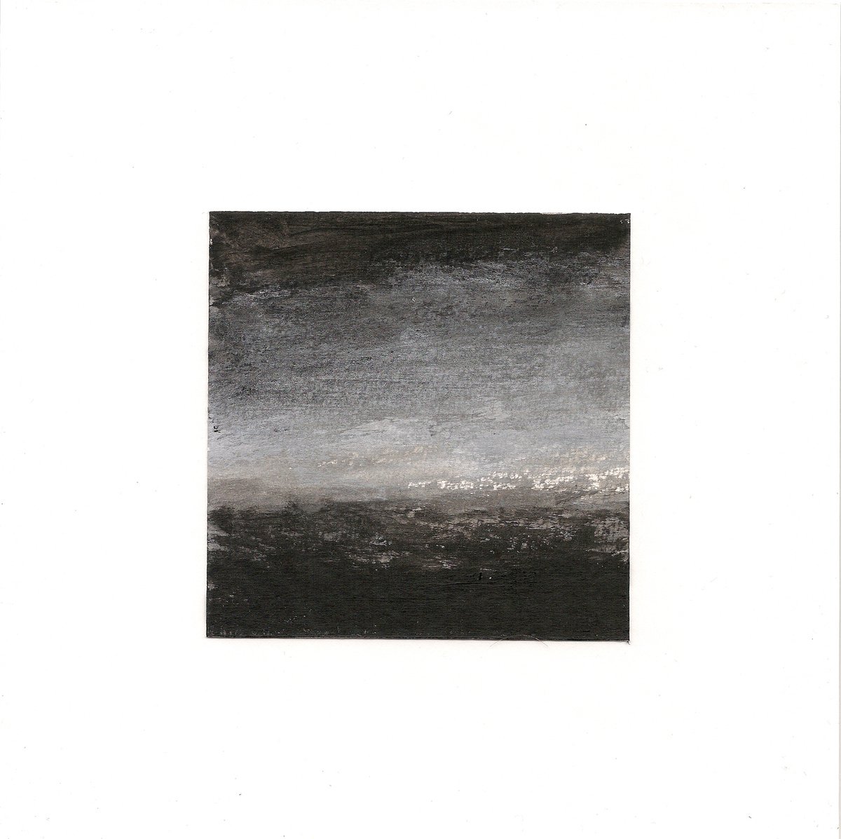 Horizon n?2 - Atmospheric landscape in grey, black and white - Miniature - Ready to frame by Fabienne Monestier