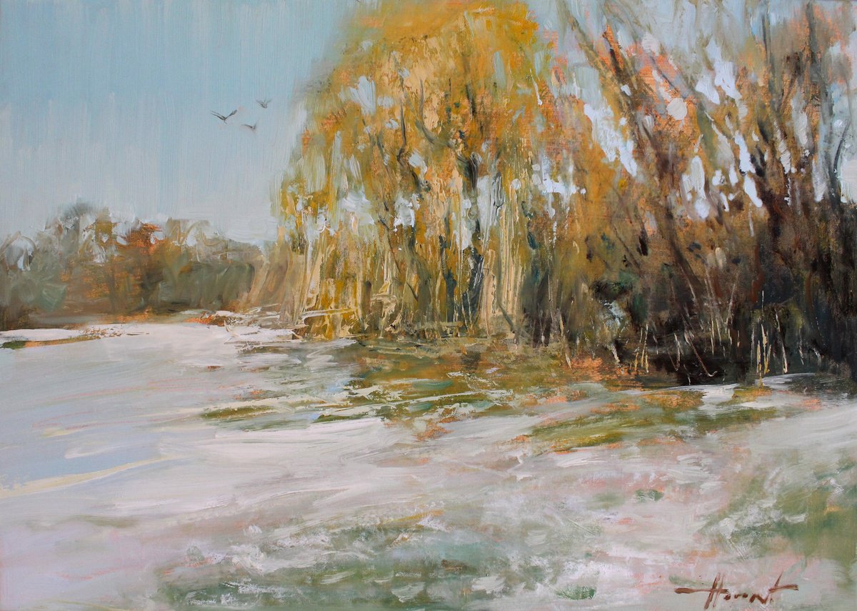 Expressive Oil Painting , The Park In Golden Age By Hovart, 28 X 20, Artwork For Sale On Artfinder