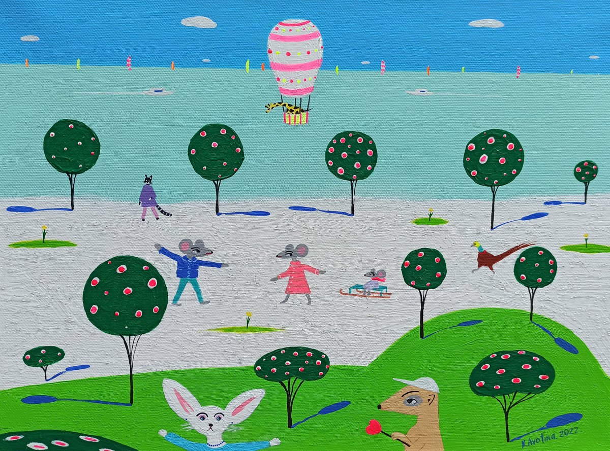 Impressionistic Animal Acrylic Painting By Katrina Avotina, 16 X 12", Hey Josephine, Wazzup?, Original Artwork