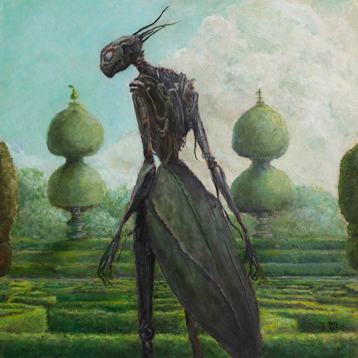 Surrealistic Animal Oil Painting By Nikolina Petolas, 16 X 16", Riddles Oil Painting (Framed), Original Artwork