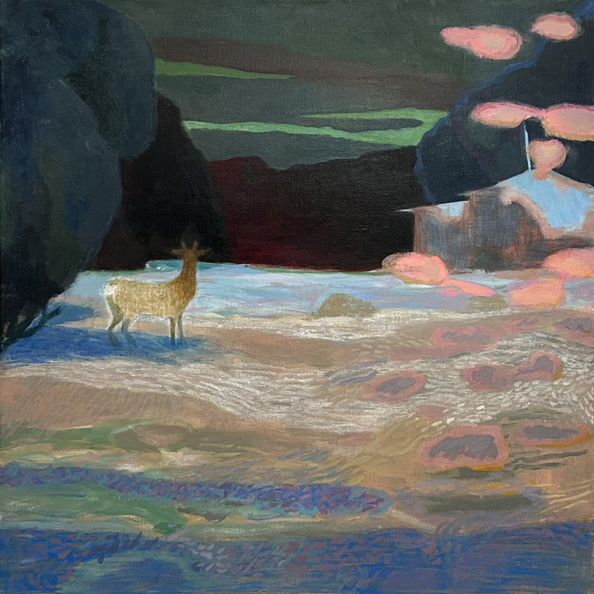 Expressive Landscape Acrylic Painting By Kimberley Day, 34 X 34", Common Valley, Original Artwork