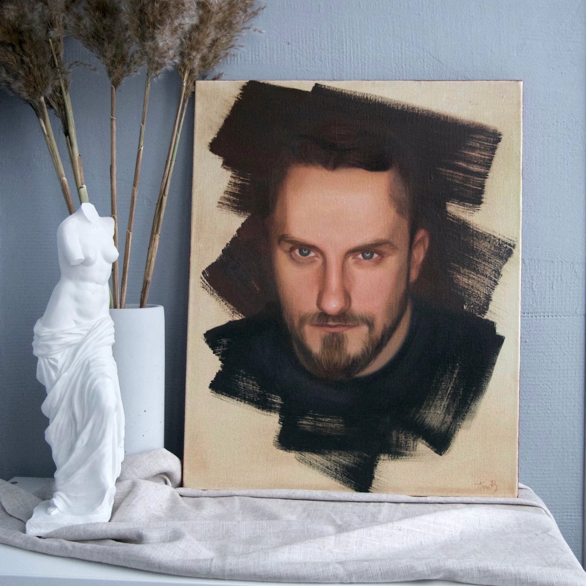 Photorealistic Portrait Oil Painting By Anna Bernadskaya, 16 X 20, Commission Portrait Painting / Portrait Of My Husband, Artfinder