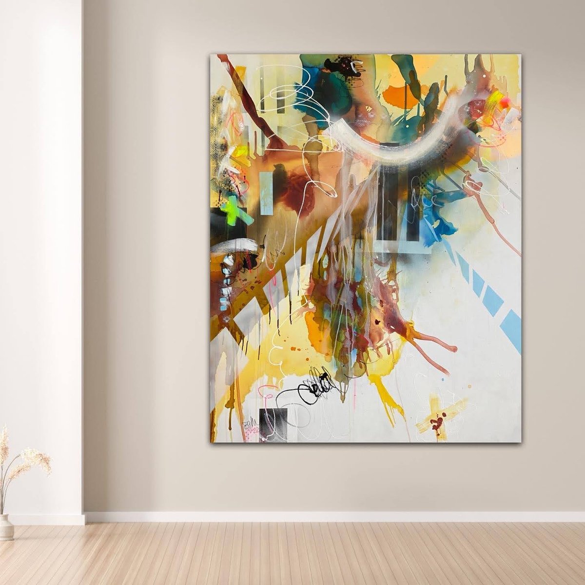 Abstract Acrylic Painting By Bea Schubert, 47 X 59, Dreaming No.1, Original Artwork