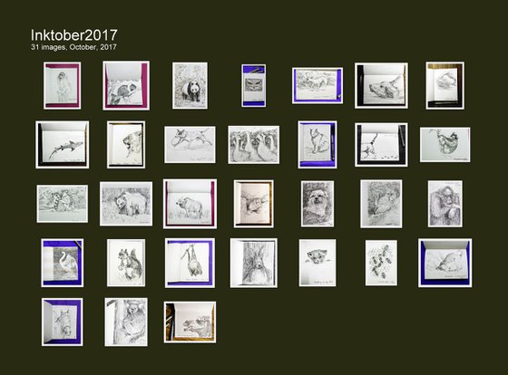 Sketchbook of 62 Inktober drawings 2017 & 2018