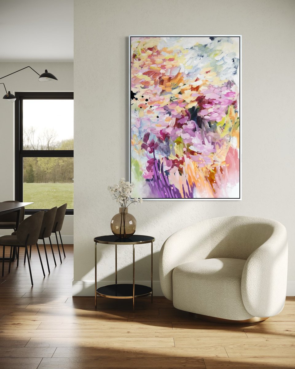 Abstract Acrylic Painting By Chantal Proulx, 40 X 60, Ce Que Le Vent Emporte, Original Artwork