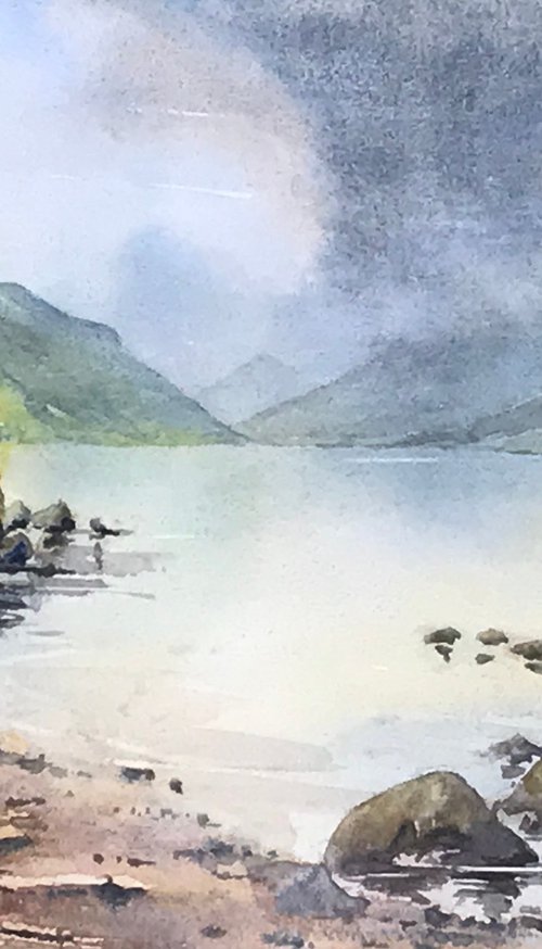 Last of the evening light in Wastwater by Vicki Washbourne