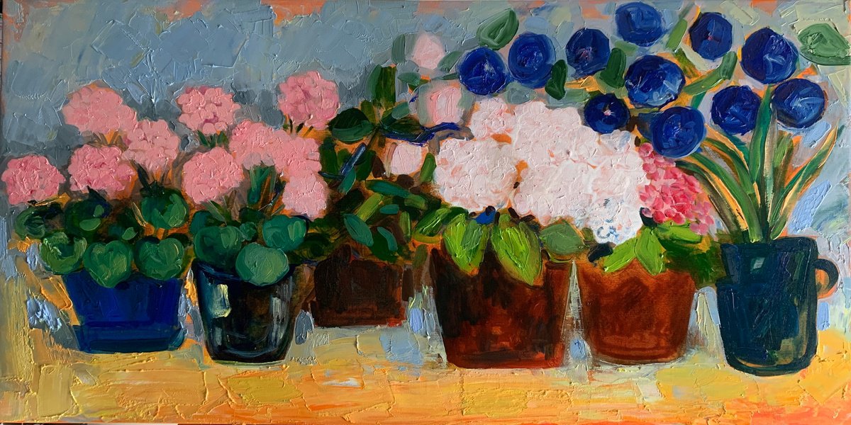Impressionistic Still Life Oil Painting By Olga Pascari, 39 X 20", Still Life, Original Artwork