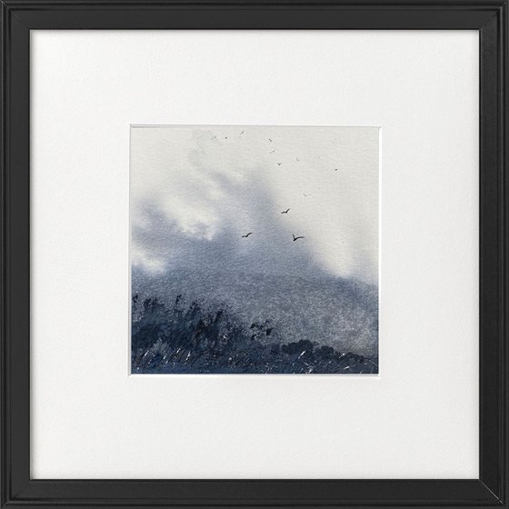 Monochrome - Misty Landscape with birds