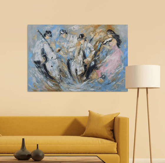 Jazz quartet  (80x120cm, oil painting)